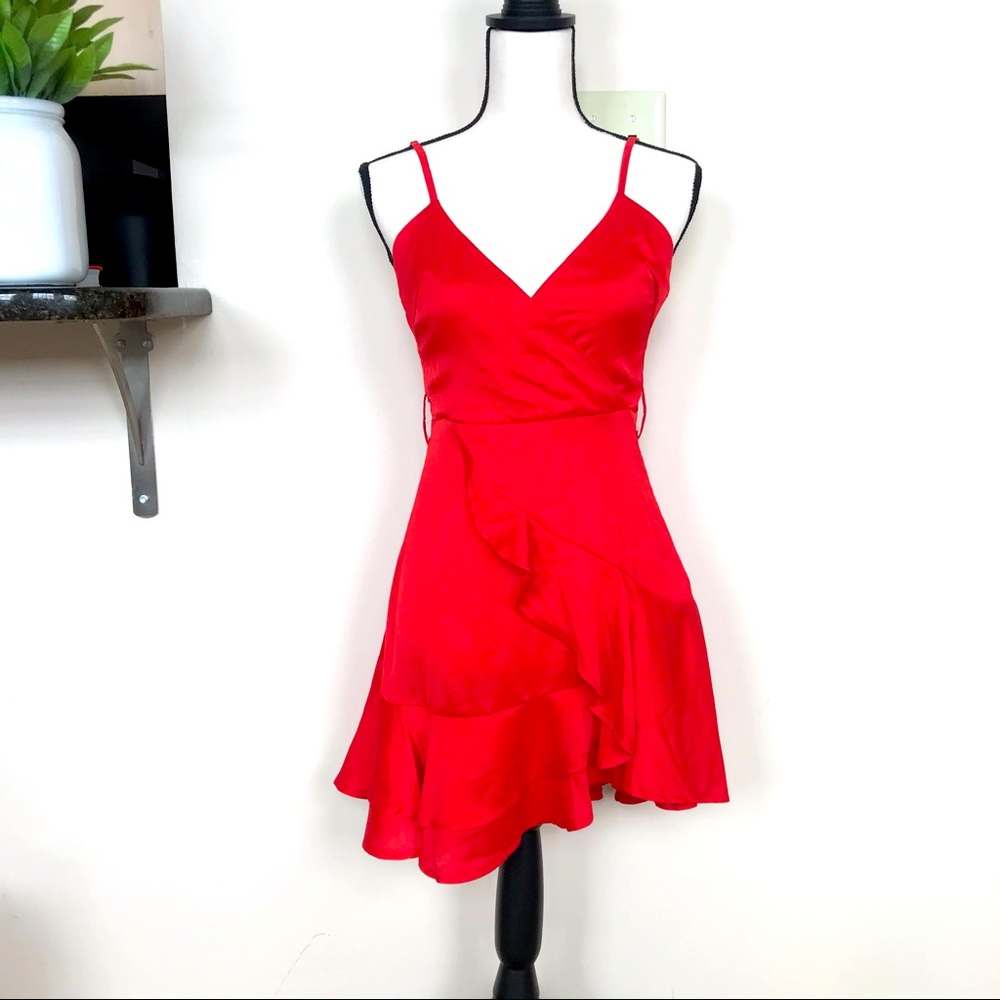 NWT Here Comes The Sun Red Ruffle Mini Dress